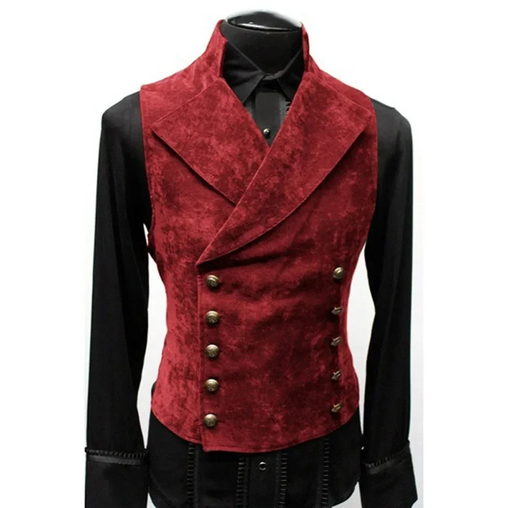 HEARUJOY  -  Men's Gothic Medieval Double Breasted Waistcoat Cosplay Costume Male's Victorian Vest Vintage Top Long Sleeve New Style