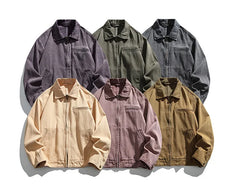 HEARUJOY  -  Japan Vintage Detroit Jacket Hand-Brushed Washed Canvas Artisan Dyed Workwear Overshirt Heritage Notch Collar Coats