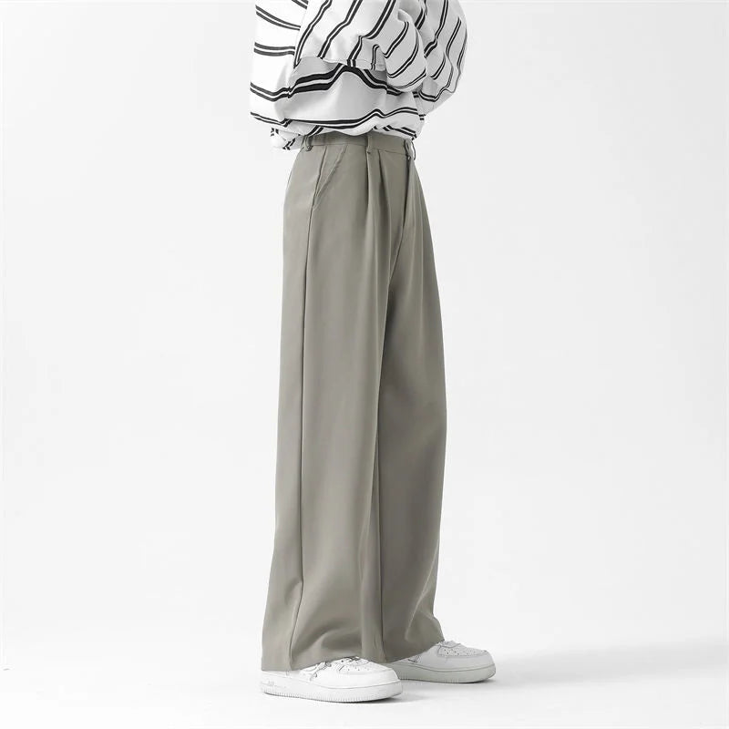 HEARUJOY  -  Black Suit Pants Men Fashion Society Mens Dress Pants Korean Loose Straight Wide Leg Pants Mens Office Formal Trousers M-2XL