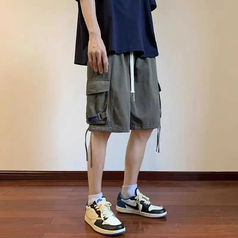HEARUJOY  -  Summer Workwear Men's Trendy Loose Straight Large Pocket Casual Beach Shorts