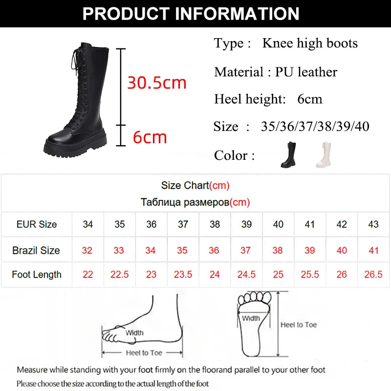 Hearujoy  Chunky Platform Punk Boots Women 2023 Autumn Winter Thick Bottom Knee High Boots Woman Fashion PU Leather Motorcycle Botas Mujer