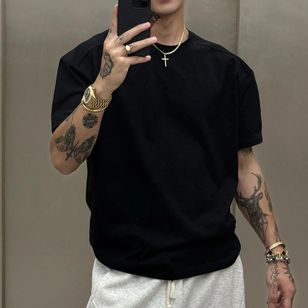 HEARUJOY  -  Daily Casual Wear Casual Tops Fashionable T-Shirt Fashion Casual Tops Men Casual Polyester Fabric Slight Stretch Suit For Summer