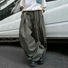 HEARUJOY  -  Spring Summer Loose Casual Soft Flowy Lightweight Wide Leg Shorts for Men Elastic High Waist Korean Fashion