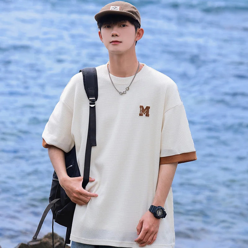HEARUJOY  -  Summer Oversized T Shirt Men Tees Short Sleeve Korean Fashion T-shirts Hip Hop Streetwear Drop Shoulder Male Casual Tops