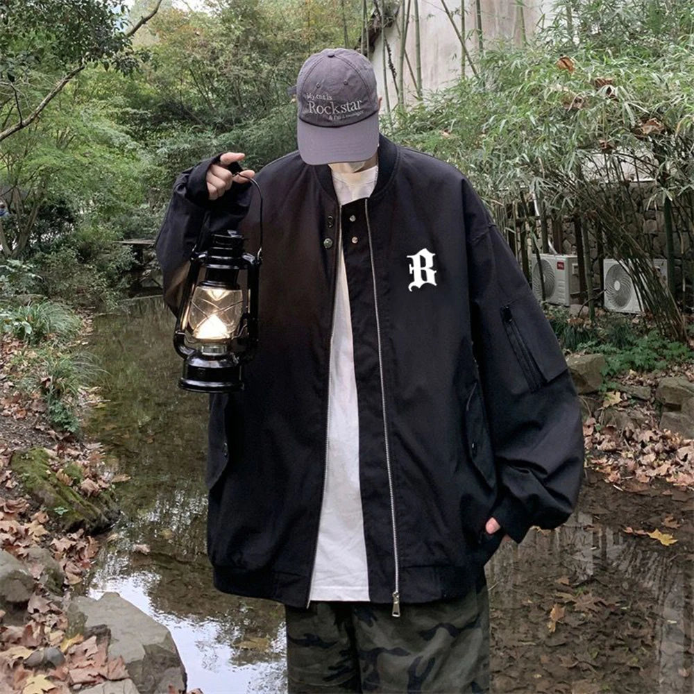 Hearujoy American Street Hip-Hop Baseball Uniform Mens Spring And Autumn Fashion Trend Casual Outdoor High Street Vibe Style Jacket
