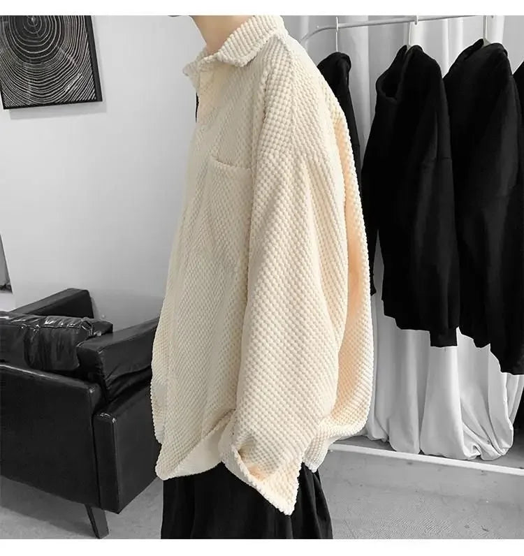 HEARUJOY  -  New Men's Corduroy Shirt Jacket Handsome Long-sleeved Top