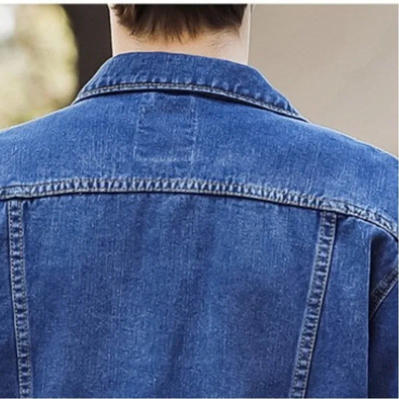 HEARUJOY  -  Spring and Autumn Men's New Spliced Turn-down Colla Button Pocket Fashion Solid Color Loose Comfortable Long Sleeve Jackets
