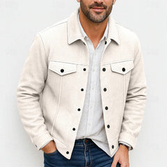 HEARUJOY  -  Daily Casual Mens Woolen Jacket Coat Vintage Turn-down Collar Button Pockets Cargo Jackets Men Autumn Fashionable Cardigan Tops
