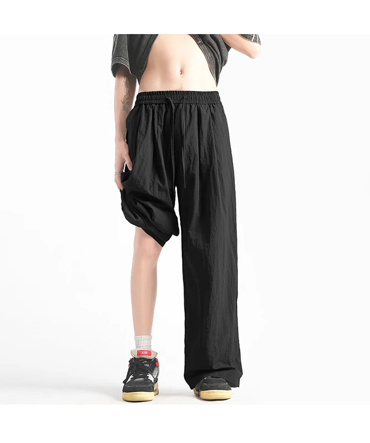 HEARUJOY  -  Y2K Men Streetwear Cargo Pants Korean Cotton Line Trousers Men Wide Leg Pants Solid Color Loose Joggers Baggy Harem Pants