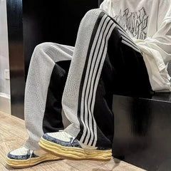 Hearujoy Trousers Summer Men's Sweatpants Thin Striped Straight Male Sports Pants Wide Leg Big Size Korean Y2k Fashion 2024 Casual Long