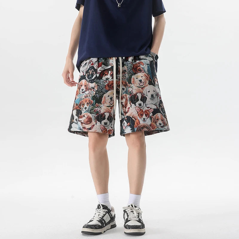 HEARUJOY  -  Summer Men Shorts Harajuku Casual Print Short Pants Beach Shorts patchwork Print Sports shorts Five Points Shorts
