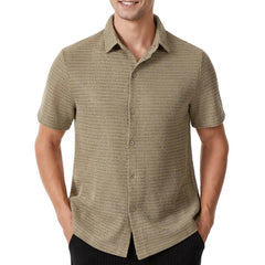 HEARUJOY  -  Men's Solid Color Short-Sleeved Shirt American Retro Fashion Trend Street Loose Breathable Casual Daily Niche Men's Tops