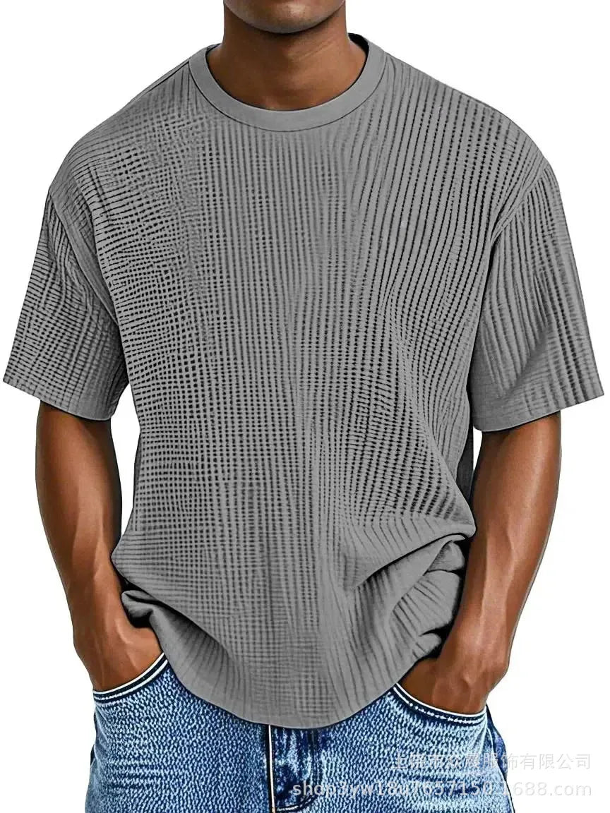 HEARUJOY  -  New Men's Summer Short-sleeved T-shirt, Casual and Versatile Round-neck Thin Top