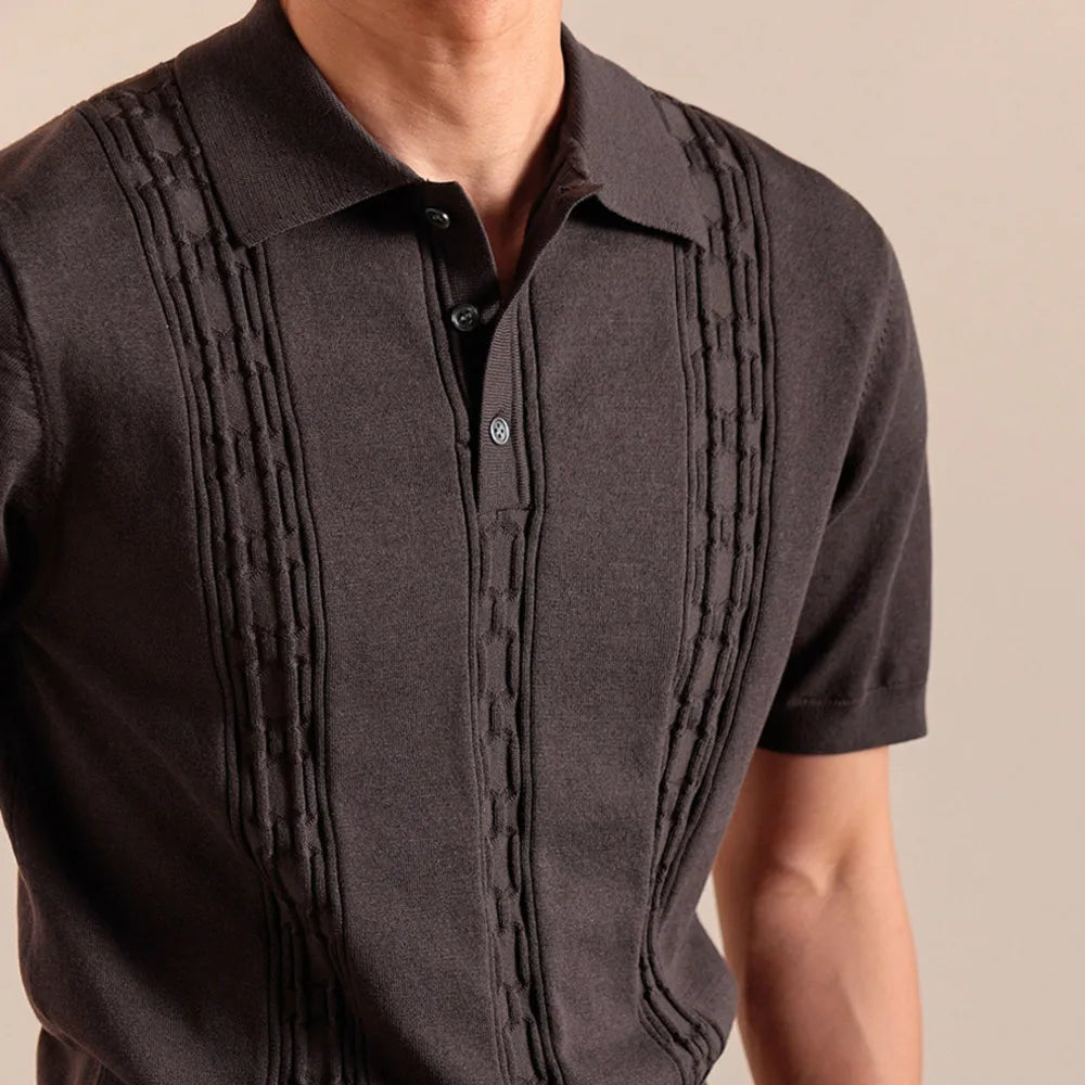 HEARUJOY  -  Summer Retro Collar Italy Polo Shirt Men Cotton Blend Short Sleeve Lightweight Breathable Casual Half Sleeve Top Knitted Tshirt