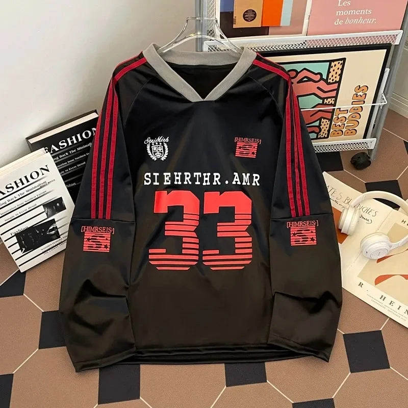 HEARUJOY  -  Spring Summer New American Retro Trendy Sports Jersey Thin Long Sleeve Hoodie Couple Sun Protection Outerwear Casual Loose Fit