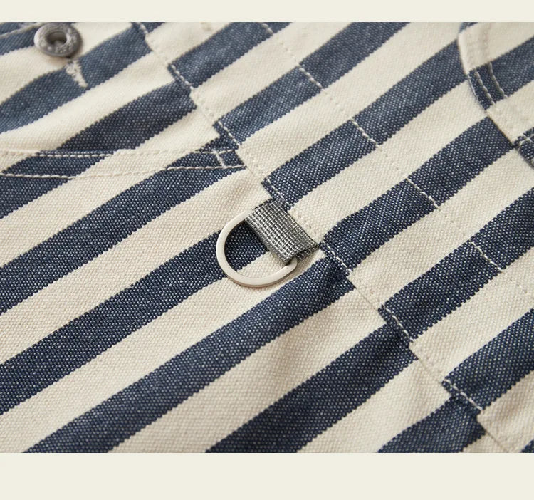 HEARUJOY  -  Vintage Men's American Retro Motorcycle Overalls Striped Bib Denim Jumpsuit 100% Cotton Autumn Pants Heavyweight