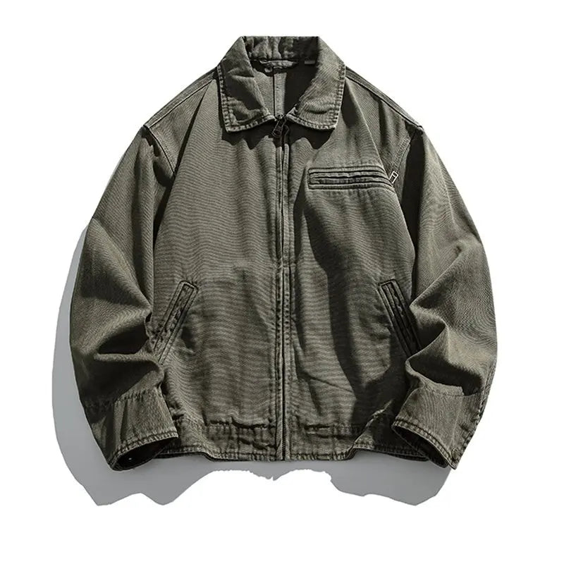 HEARUJOY  -  Japan Vintage Detroit Jacket Hand-Brushed Washed Canvas Artisan Dyed Workwear Overshirt Heritage Notch Collar Coats