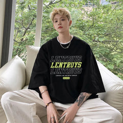 HEARUJOY  -  T Shirt Oversized Cotton For Men White 5XL Men's Letter Print T-shirts Male Casual Wear Summer Tee Shirts Unisex Big Size