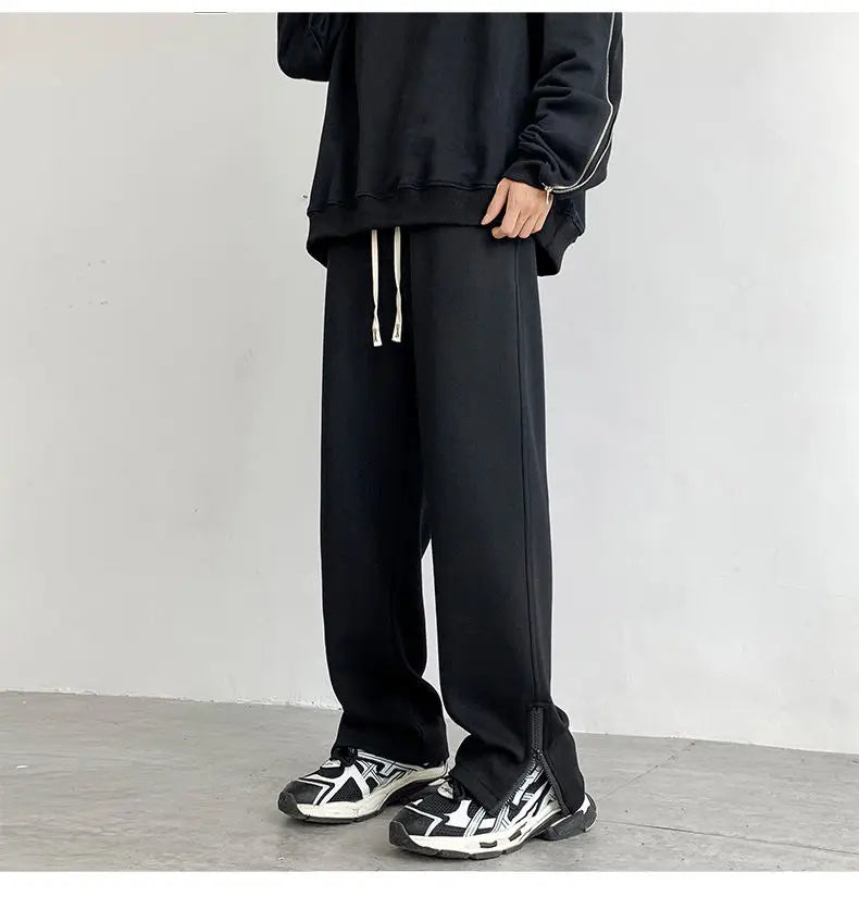 HEARUJOY  -  Black Casual Pants Men Sweatpants Oversized Wide Leg Pants Men Streetwear Loose Grey Straight Sports Pants Mens Joggers Trousers