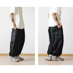 Hearujoy Baggy Cargo Pants Men's Wide Leg Trousers Male Oversize Japanese Cropped Ankle-length Pocket Casual Streetwear hip hop