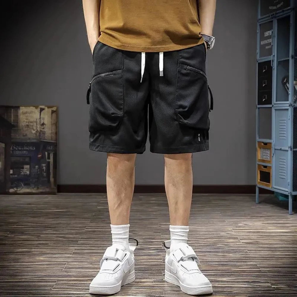 Hearujoy Summer Thin Cargo Shorts Men's Fashionable Sports Casual Medium Pants Loose Straight Versatile Quarter Pants Men
