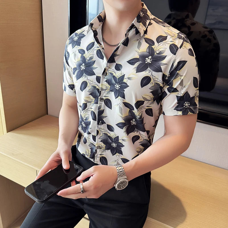 HEARUJOY  -  Fashion Mens Hawaiian Shirt Male Casual Colorful Printed Beach Shirts Men Short Sleeve Shirts Camisa Hawaiana Hombre