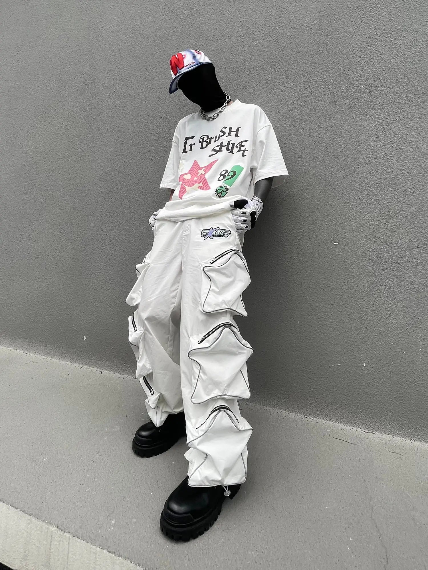 Hearujoy Cargo Pants Men Y2k Pants Hip Hop Punk Black Casual Goth Joggers Men Sweatpants Oversized Star Pocket Baggy Hosen Streetwear