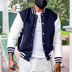HEARUJOY  -  Autumn and Winter Fleece Classic Loose Casual Stand Collar Button Men's Baseball Uniform Flight Jacket