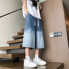 Hearujoy Summer Jeans Men Oversized Fashion Black Vintage Jeans Men Streetwear Hip-hop Loose Wide Leg Jeans Mens Cropped Pants S-3XL