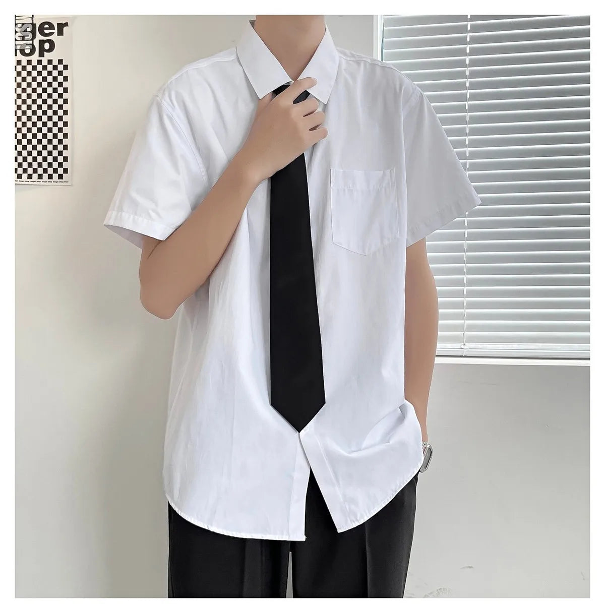 HEARUJOY  -  Summer Thin Short-sleeved Men's Collegiate Japanese Style Loose Shirt
