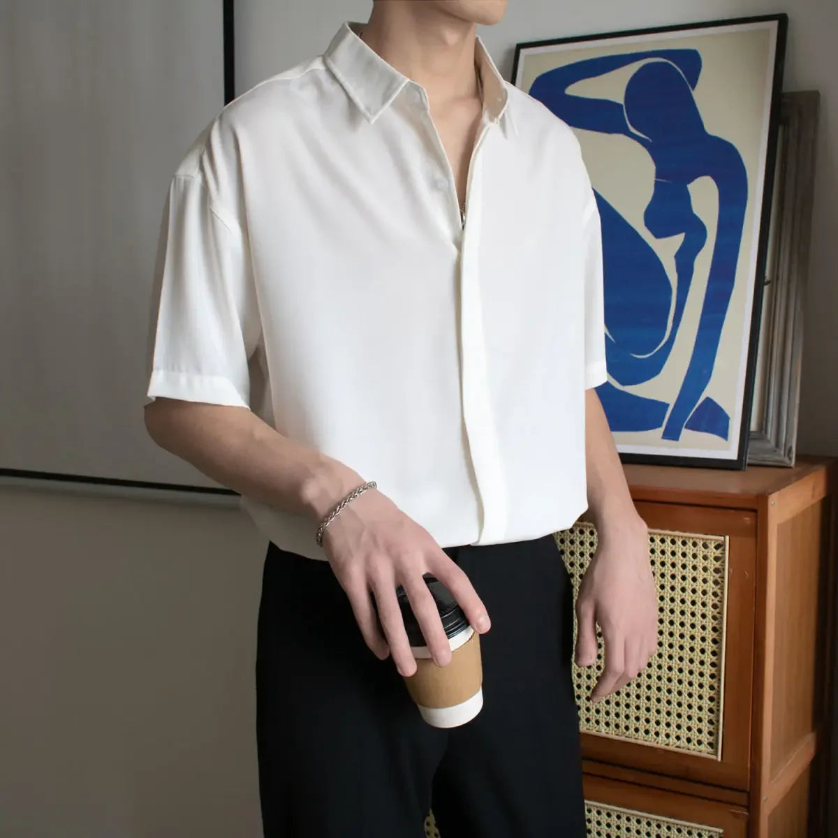 HEARUJOY  -  Green Black White Man Shirt Short Sleeve Plain Shirts for Men Cheap Brand Sale New in High Quality Luxury Summer with Collar