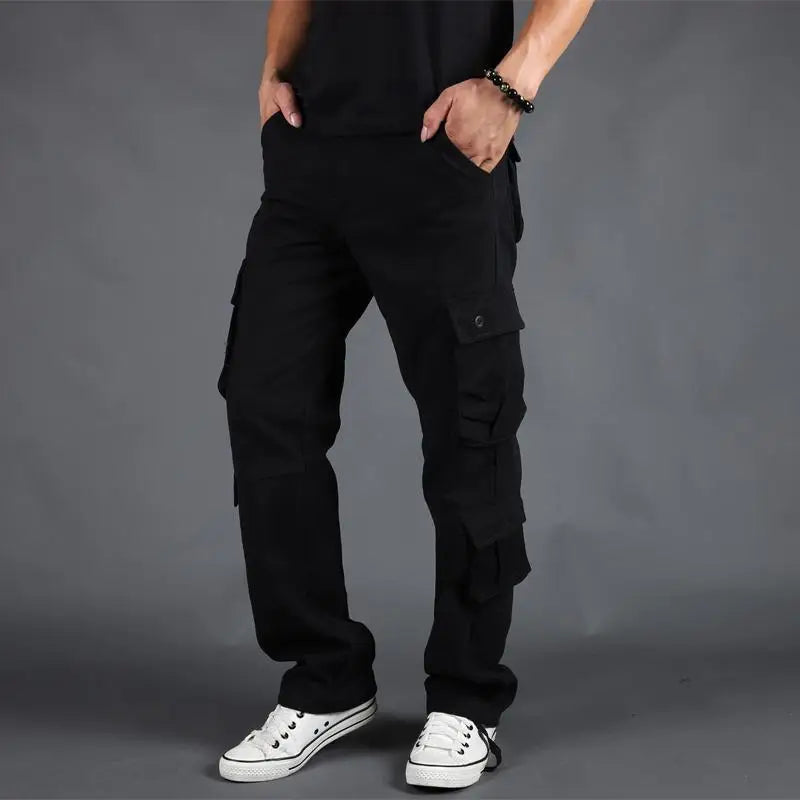 HEARUJOY  -  Outdoor Work Pants Men Loose Straight Autumn Multi-pocket Trousers Pure Cotton Water Washing Casual Fashion Trendy Pants