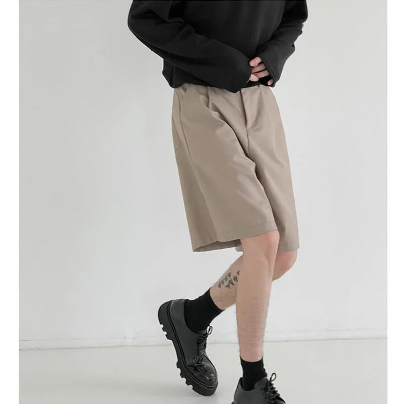 HEARUJOY  -  Summer Black Suit Shorts Men Fashion Social Mens Dress Shorts Korean Loose Straight Casual Shorts Mens Office Formal Shorts