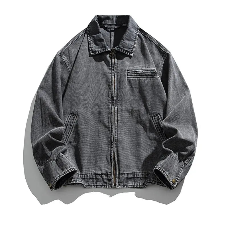 HEARUJOY  -  Japan Vintage Detroit Jacket Hand-Brushed Washed Canvas Artisan Dyed Workwear Overshirt Heritage Notch Collar Coats