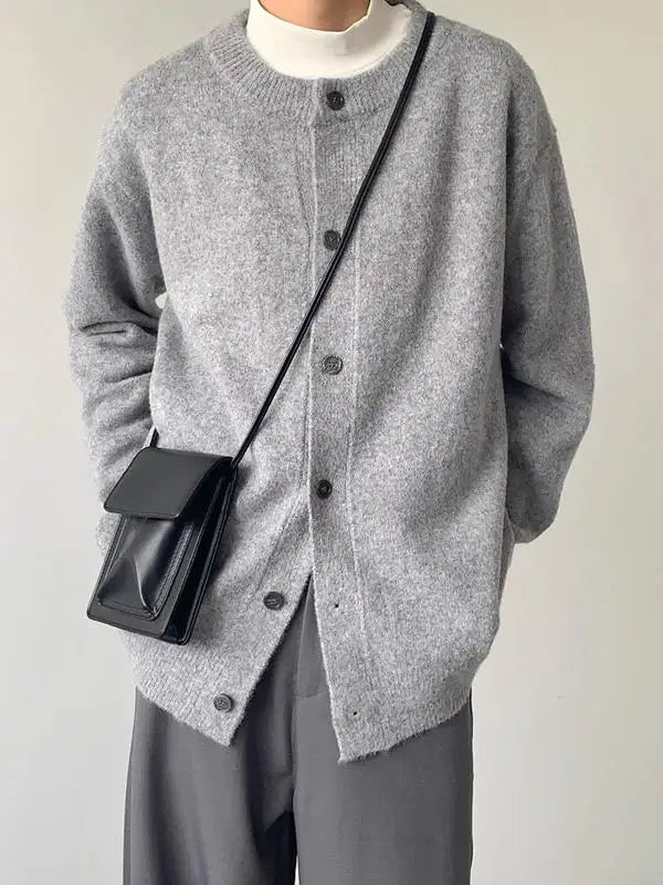 HEARUJOY  -  Autumn Winter Lazy Sle Soft Woolen Camere Knitted Sweater Men's Korean Version High-End Feeling Open Cardigan Outerwear