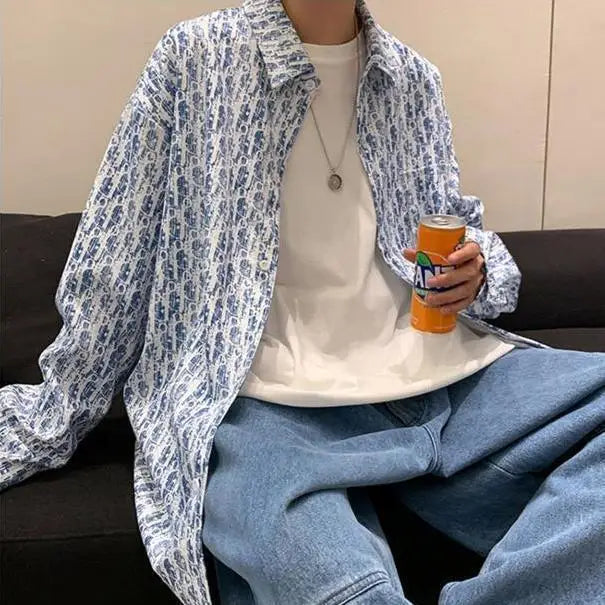 HEARUJOY  -  Printed Shirt Men's Long-sleeved Trendy Casual Jacket Couple Wear