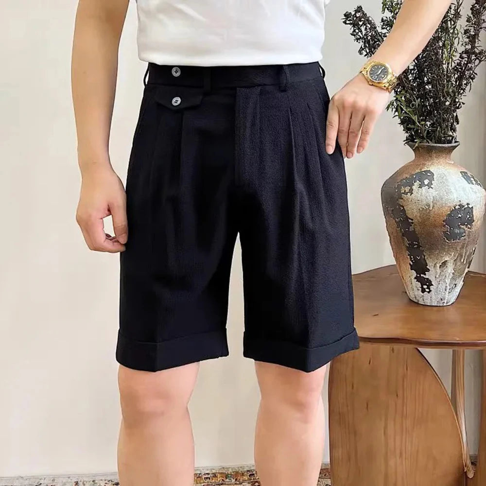 HEARUJOY  -  Mens Business Casual Shorts Spring Summer Breathable Daily Plain Comfortable Versatile Fashion Shorts Men'S Clothing 2025 New