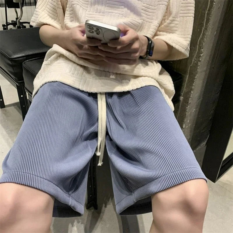 HEARUJOY  -  With Pockets Man Short Pants Baggy Wide Loose Shorts for Men Drawstring Xl Casual Xxl Hot Deals Korean Style Clothing Elastic