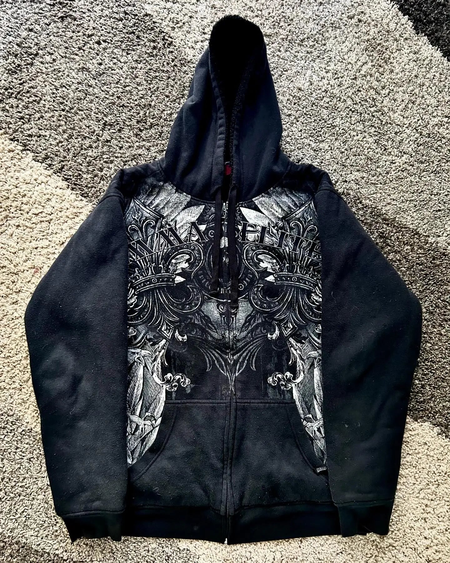 Hearujoy Y2K New Gothic Zipper Hoodie Street Vintage Skull Print Hoodies Men Hip hop Harajuku Punk Fashion Casual Trend Loose Sportswear