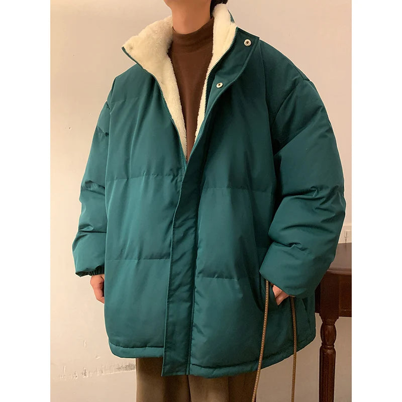 HEARUJOY  -  Men Harajuku Warm Bubble Coat Winter Jacket Stand Collar Oversize Parkas Korean Style Male Padded Coat Korean Puffer Jackets