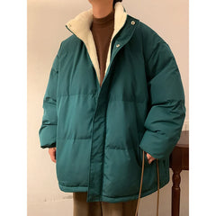 HEARUJOY  -  Men Harajuku Warm Bubble Coat Winter Jacket Stand Collar Oversize Parkas Korean Style Male Padded Coat Korean Puffer Jackets