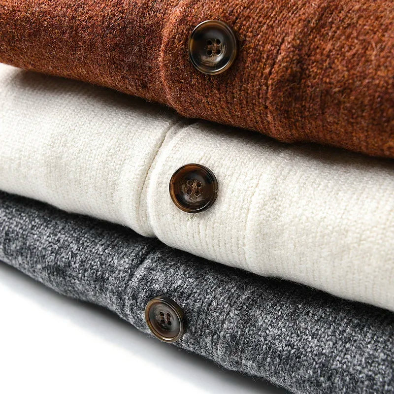 HEARUJOY  -  Men's Thickened Wool V-Neck Cardigan - Winter Warm Minimalist Knit Sweater Layering Top (Trendy) Autumn Winter