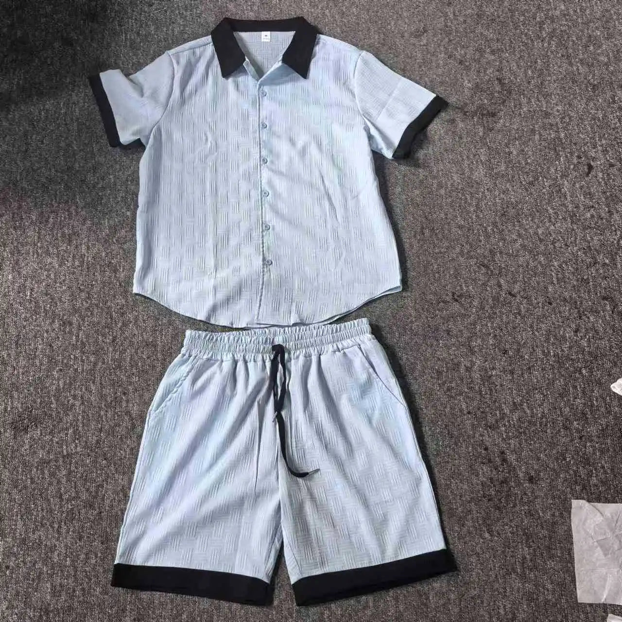 HEARUJOY  -  Fashion Patchwork Men's Suit Short Sleeved Shirt And Shorts Two-piece Set 2025 Summer Loose Casual Sports Outfits For Man