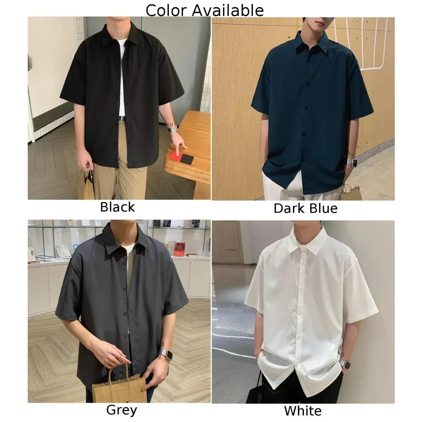 HEARUJOY  -  Draped Fashion Top L M Mens Short Sleeve Shirt Suitable For Vacation Brand New Condition Lapel Neckline Vacation Attire