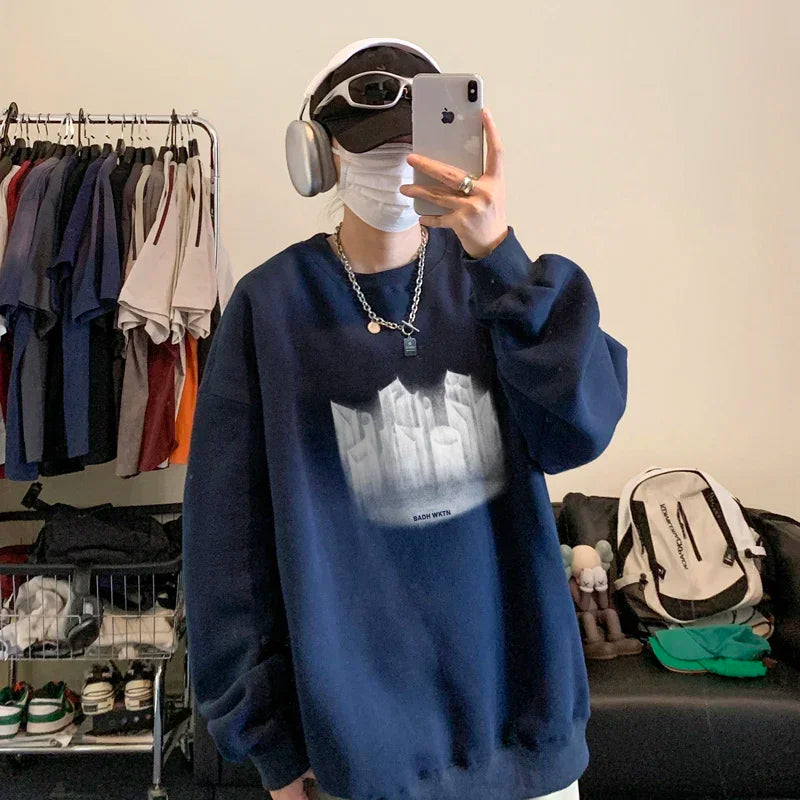 HEARUJOY  -  Men's Oversized Hoodie White 5XL Fashion Hoodies Oversize for Men Funny Print Man Casual Wear Hoody Male Sweatshirt