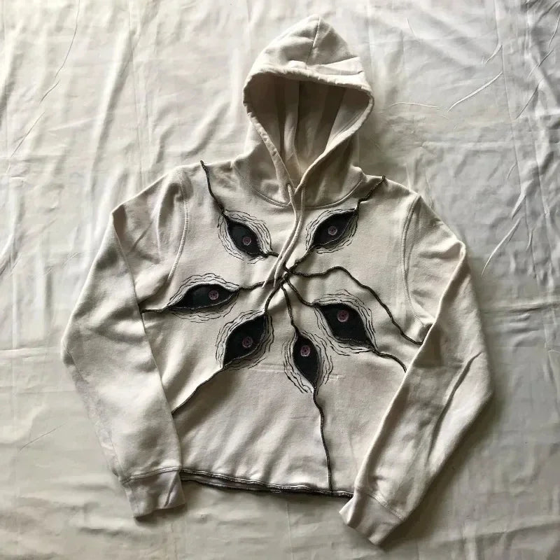 Hearujoy Y2K New Retro Harajuku Embroidered Hoodie Color blocked Design Trendy Sportswear Street Hip Hop Punk Versatile Loose Street Wear
