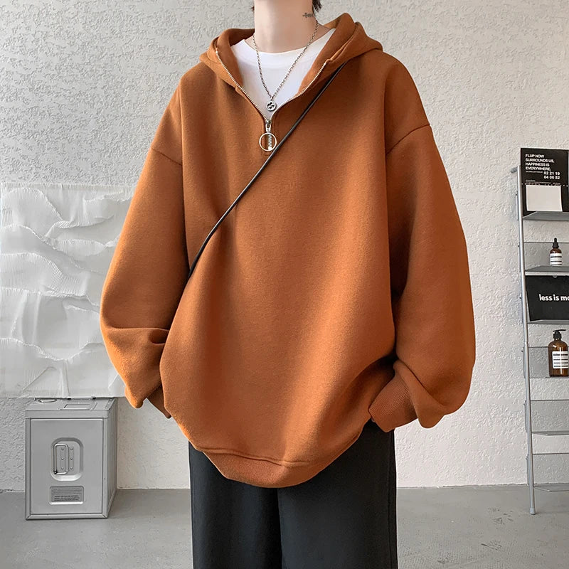 Hearujoy Turtleneck Hoodie Zipper Pullovers Streetwear Hip Hop Hooded Sweatshirt Men Clothing Korean Couples Harajuku Coat