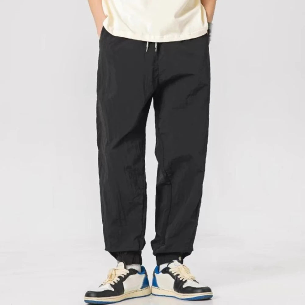 HEARUJOY  -  Men Multi Pocket Cargo Pants Casual Loose Trousers Thin Sport Simple Solid Color Medium Waist Shorts