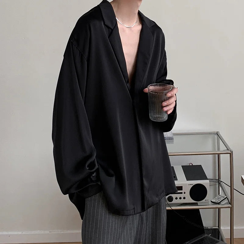 HEARUJOY  -  Summer Thin Blazer Men Business Society Mens Suit Jacket Korean Loose Casual Dress Jacket Men Black White  Formal Jackets