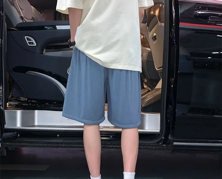 HEARUJOY  -  With Pockets Man Short Pants Baggy Wide Loose Shorts for Men Drawstring Xl Casual Xxl Hot Deals Korean Style Clothing Elastic